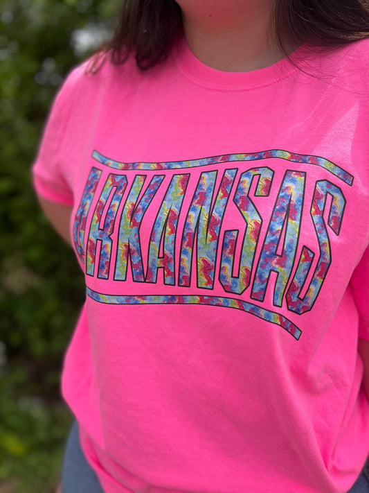 Neon Tie Dye Custom State Tee