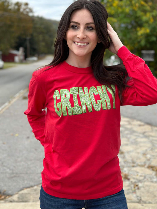 Grinchy Faux Sequin Long Sleeve