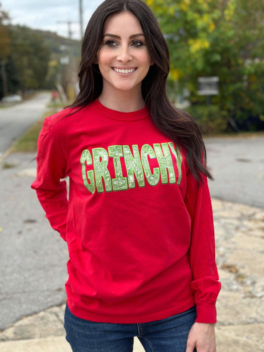 Grinchy Faux Sequin Long Sleeve