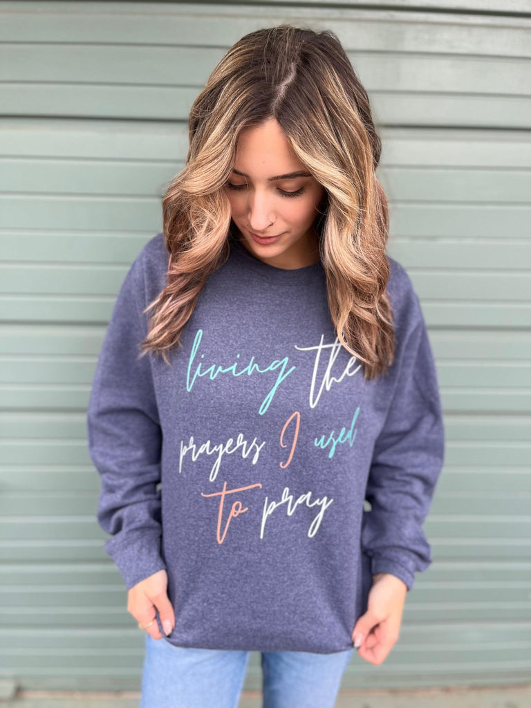 Living The Prayers I Used to Pray Sweatshirt ask apparel wholesale