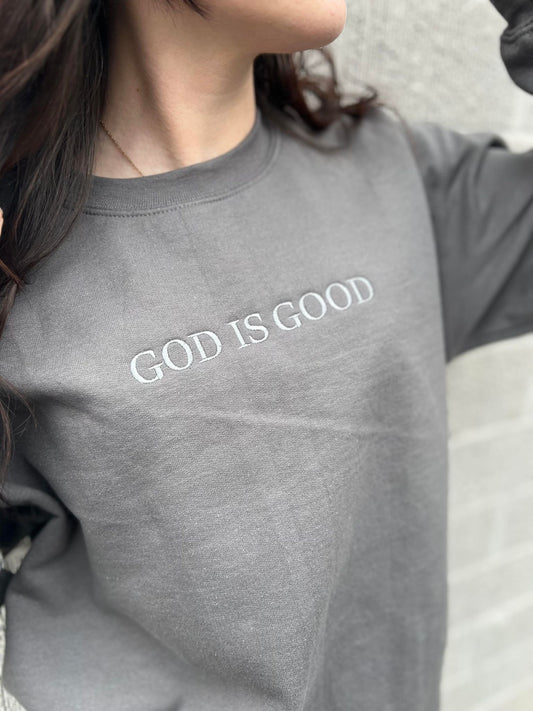 God Is Good Embroidered Sweatshirt