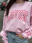 Pink Checkered Lover with Heart Sleeve Sweatshirt