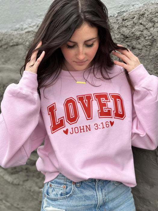 Loved John 3:16 Pink Sweatshirt