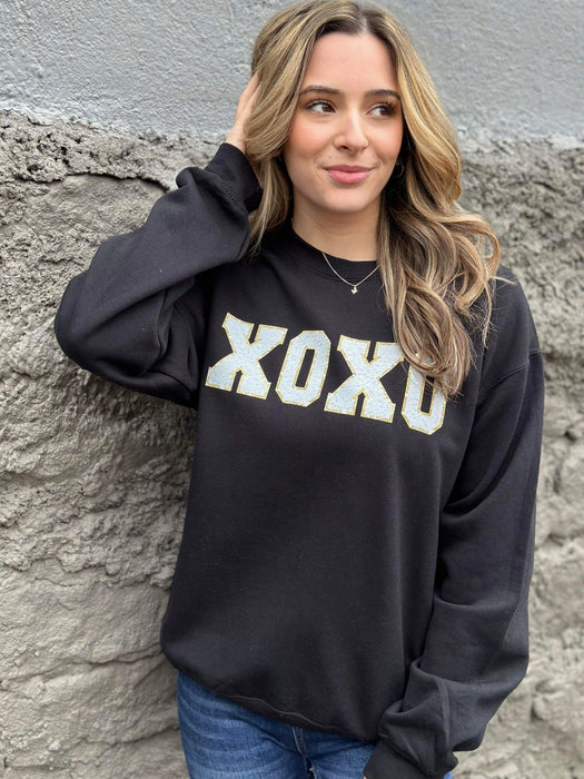 XOXO Faux Patch Black Sweatshirt