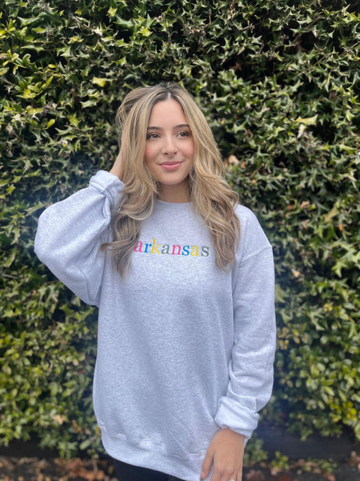 Multi Color Embroidered State Sweatshirt