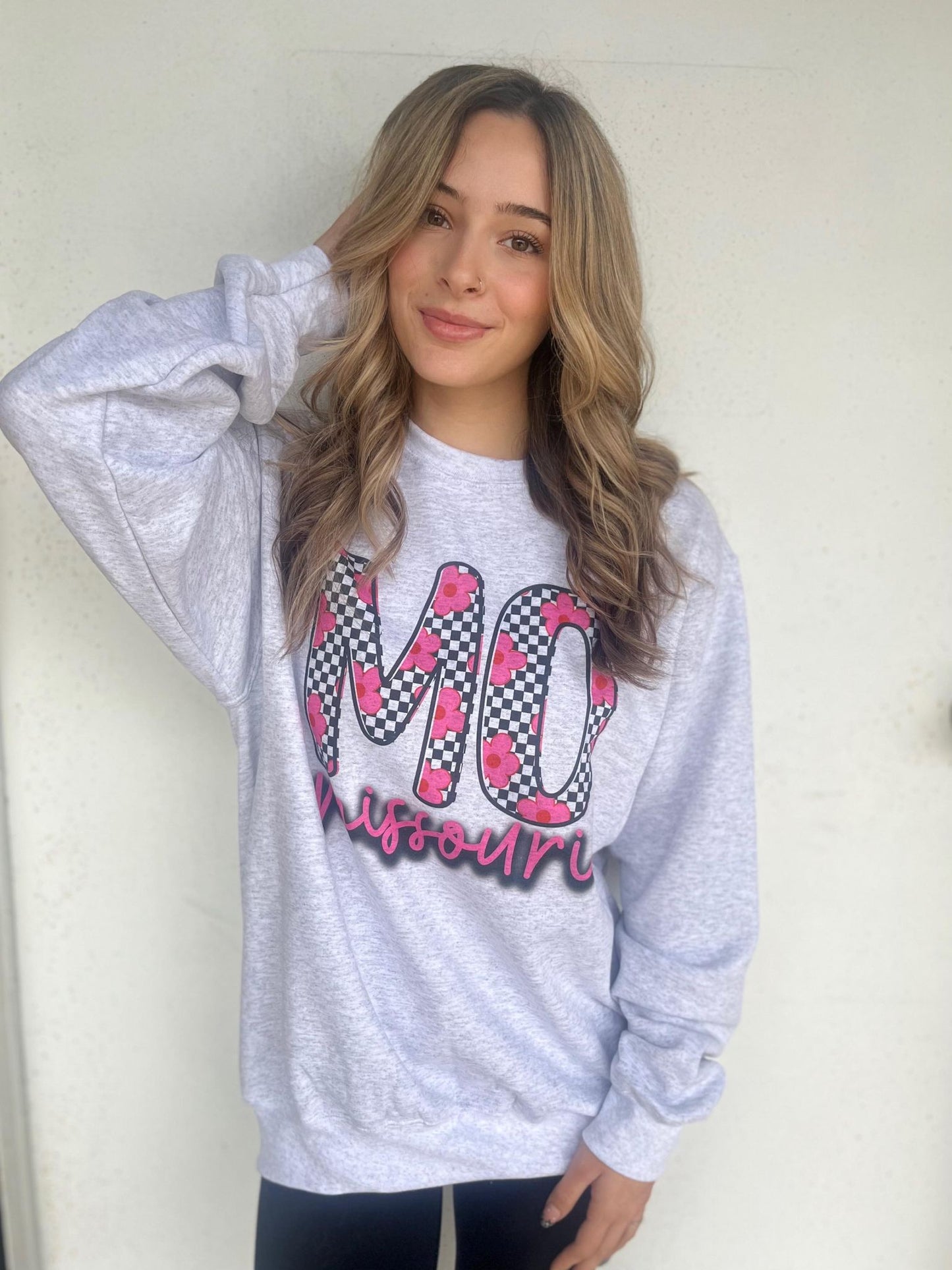 Neon Checkered State Sweatshirt