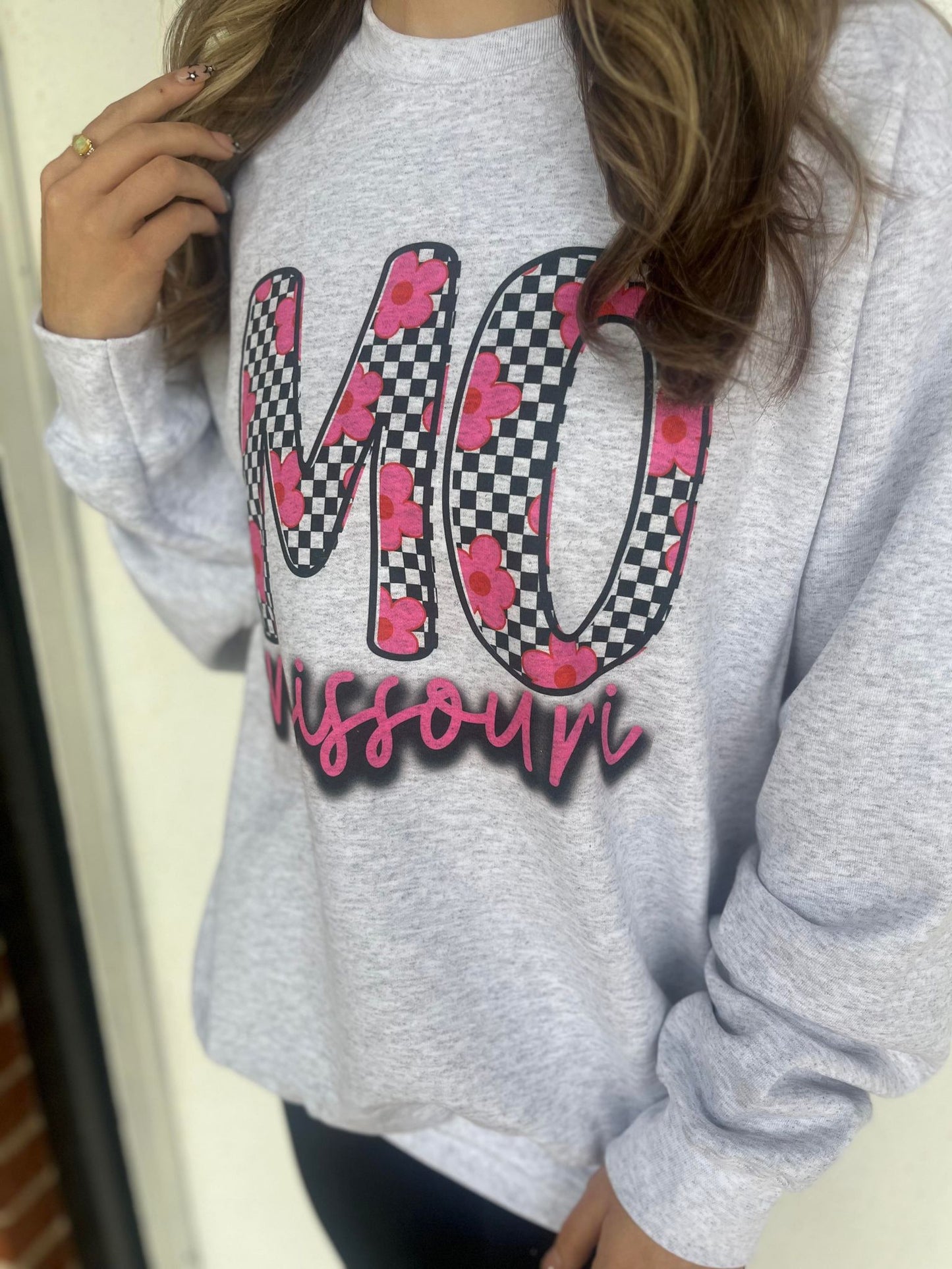 Neon Checkered State Sweatshirt