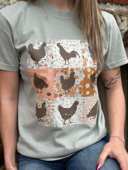 Floral Chickens Tee