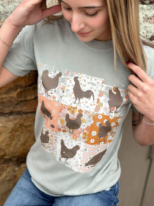 Floral Chickens Tee