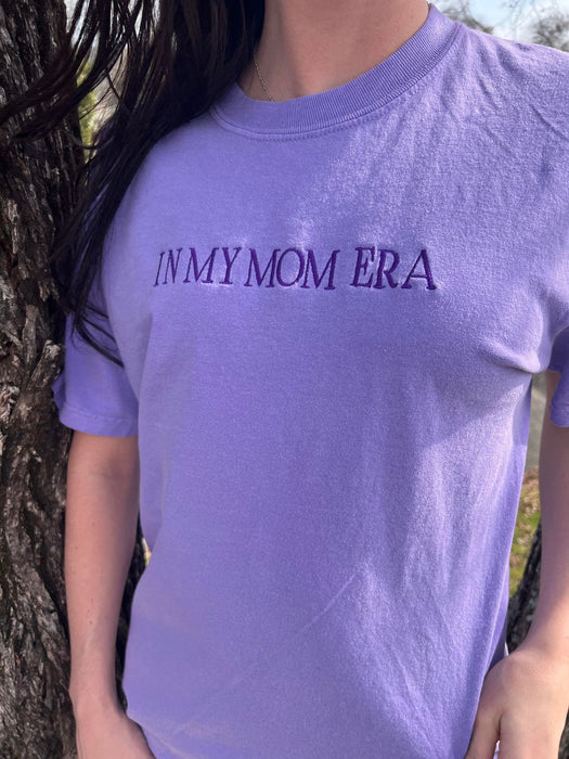 In My Mom Era Purple Embroidered Tee
