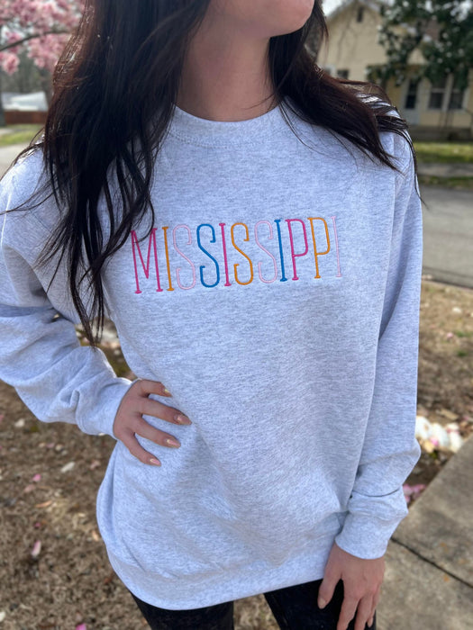Thin Multi Color State Embroidered Sweatshirt