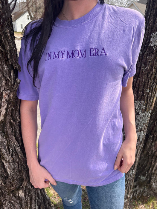 In My Mom Era Purple Embroidered Tee