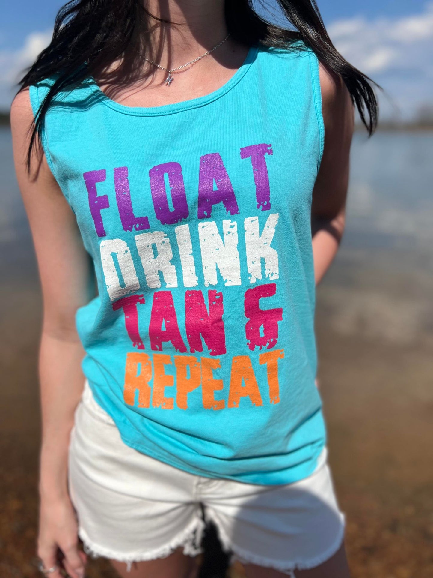 Float Drink Tan Repeat Tank Top