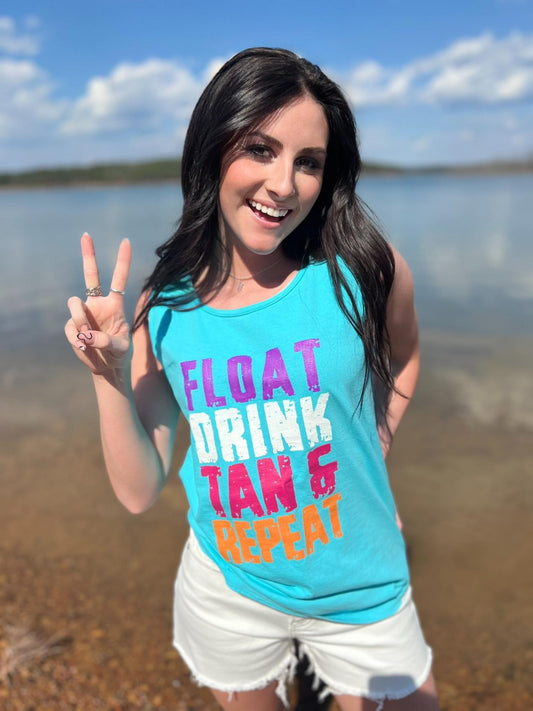 Float Drink Tan Repeat Tank Top