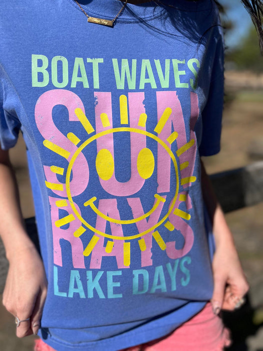 Boat Waves Sun Rays Lake Days Tee