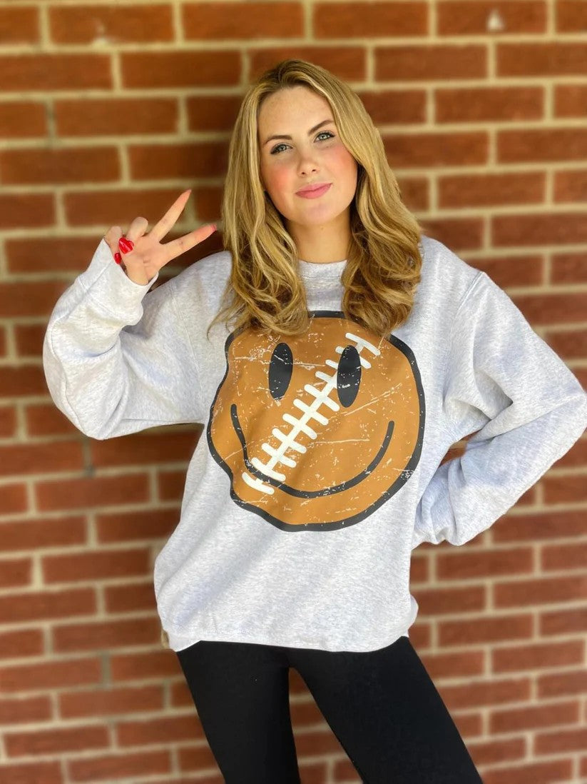 Football Smiley Face Crewneck