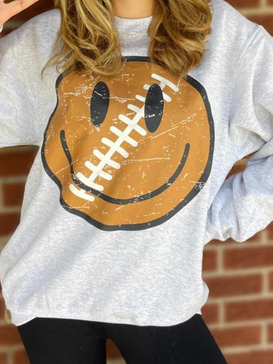 Football Smiley Face Crewneck