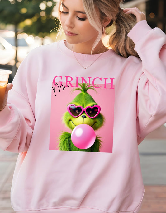 Mr. Grinch Blowing Bubble Gum