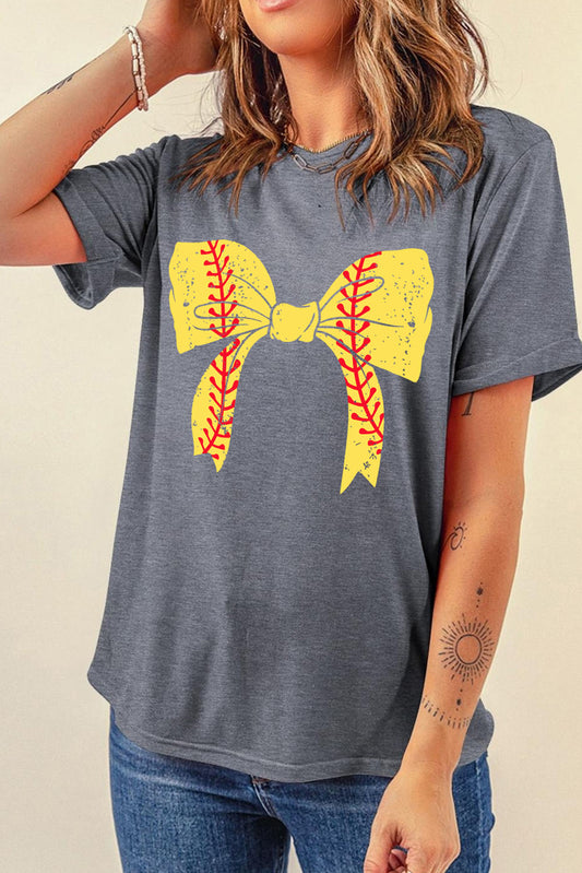 Baseball Bowknot Graphic Casual Tee