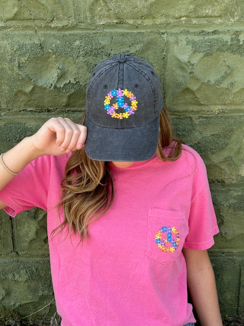 Floral Peace Embroidered Hat