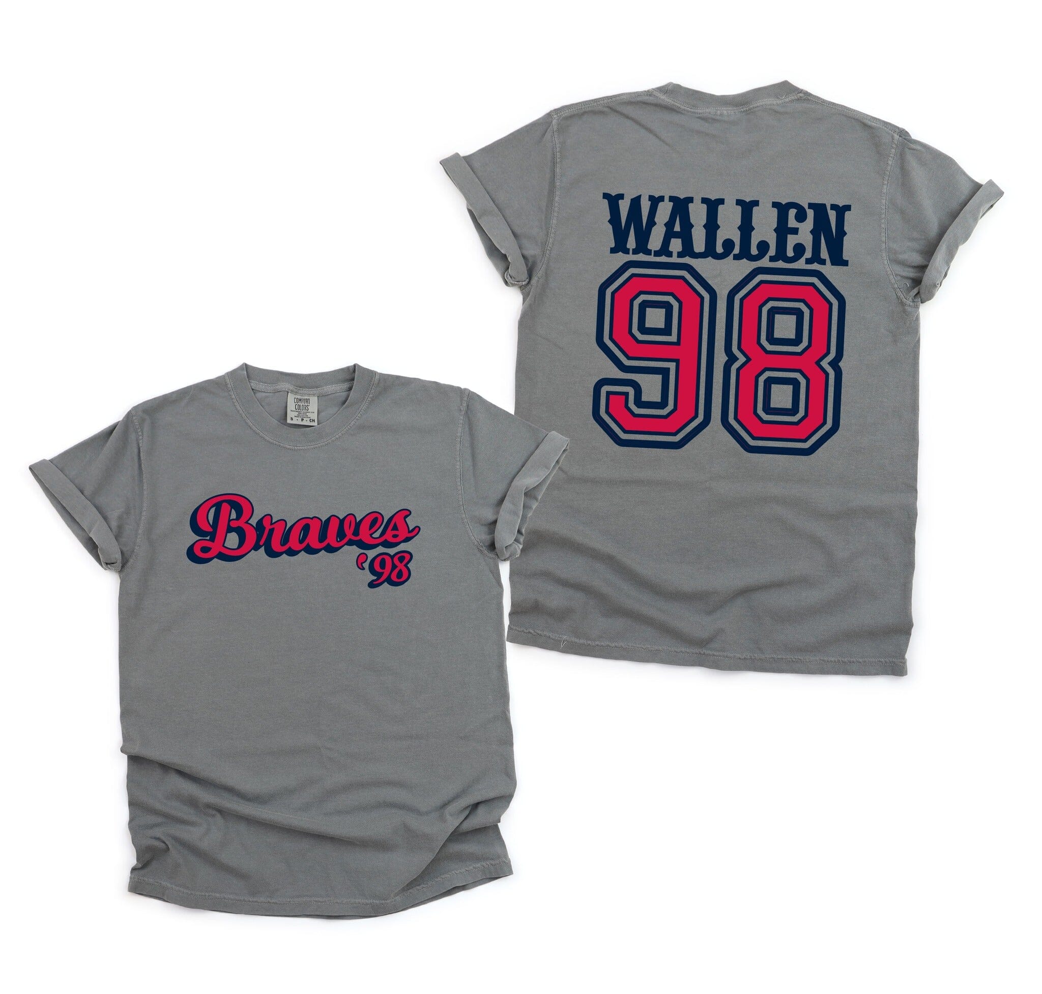 98 Braves Wallen Tee ask apparel wholesale Small Grey 