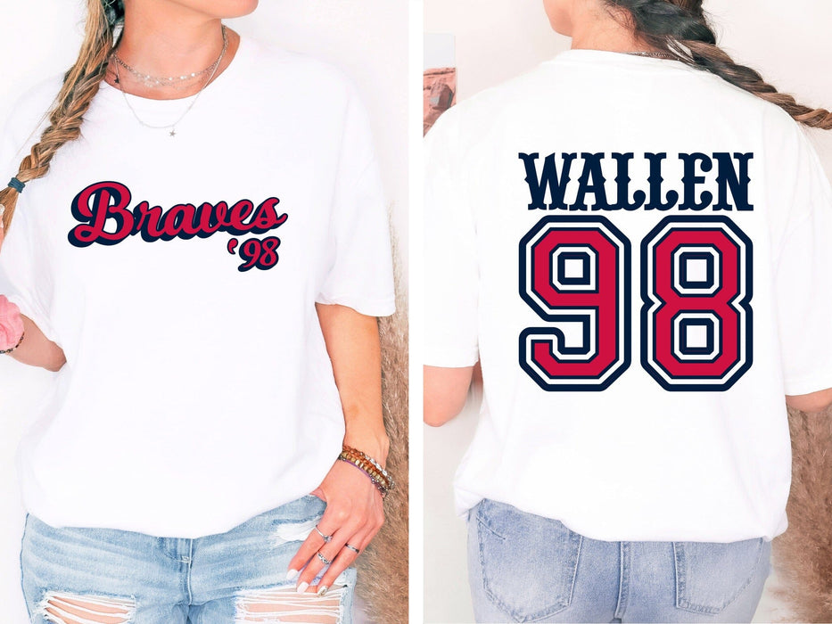 98 Braves Wallen Tee ask apparel wholesale Small White 