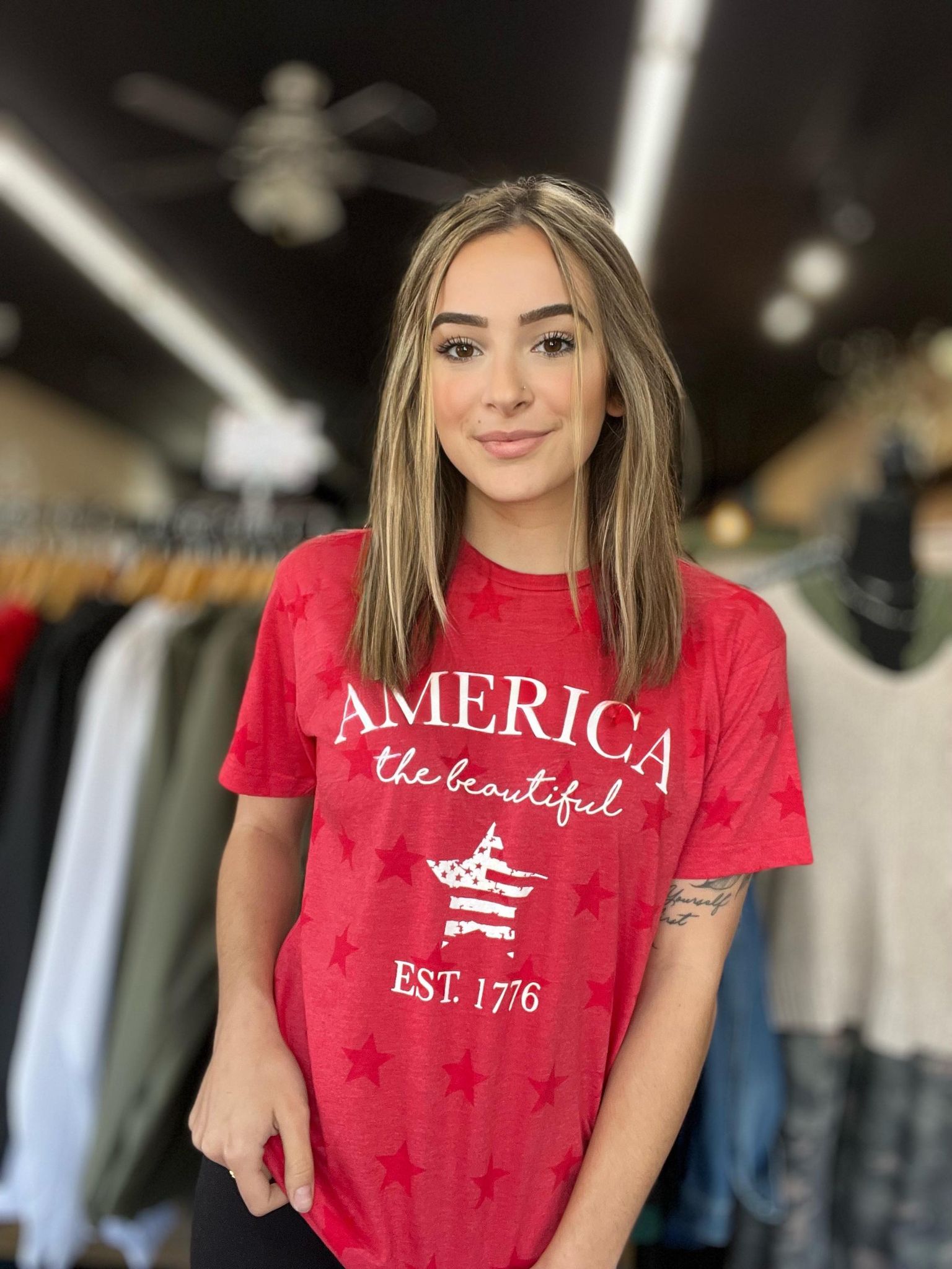 America The Beautiful Star Tee-ask apparel wholesale