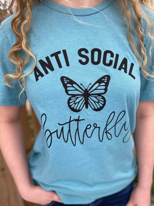 Anti Social Butterfly Tee-ask apparel wholesale