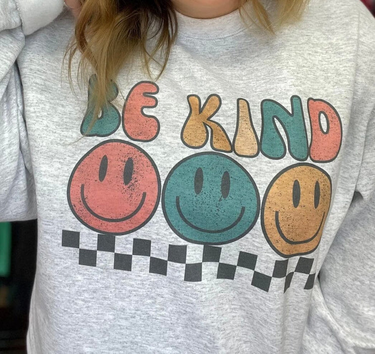 Be Kind Smiley Sweatshirt ask apparel wholesale 