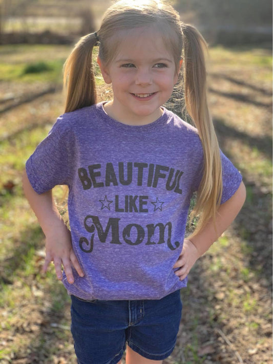 Beautiful Like Mom Youth Tee-ask apparel wholesale