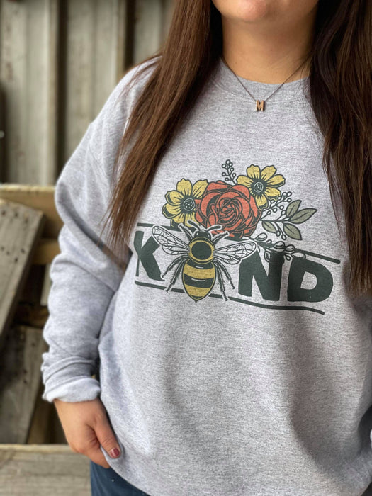 Bee Kind Flower Sweatshirt-ask apparel wholesale