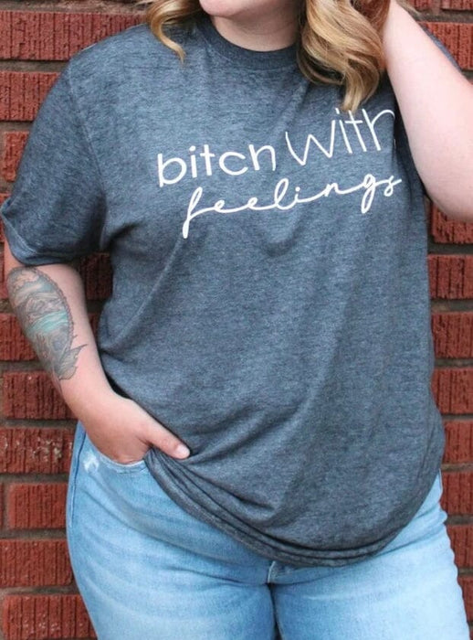 Bitch With Feelings Acid Wash Tee ask apparel wholesale 