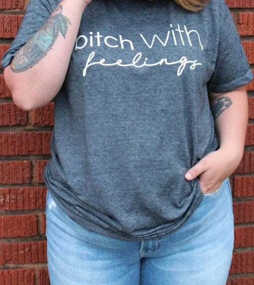 Bitch With Feelings Acid Wash Tee ask apparel wholesale 