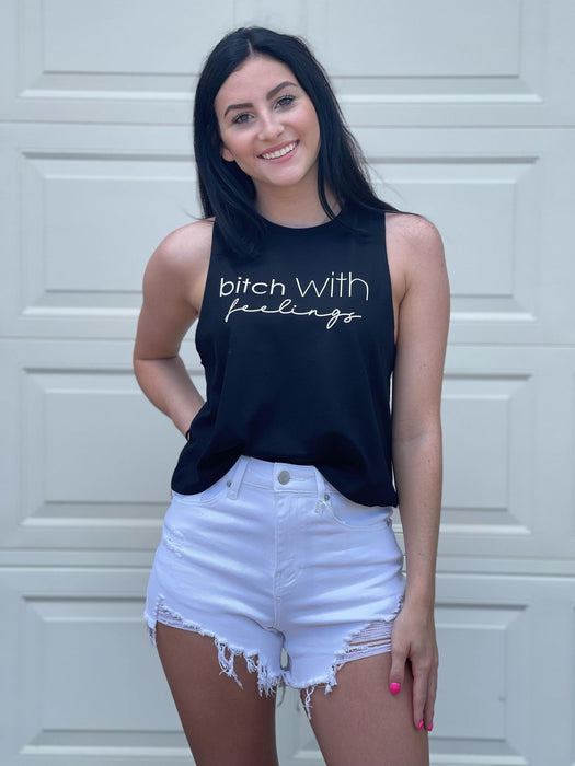 Bitch with Feelings Cropped Tank-ask apparel wholesale