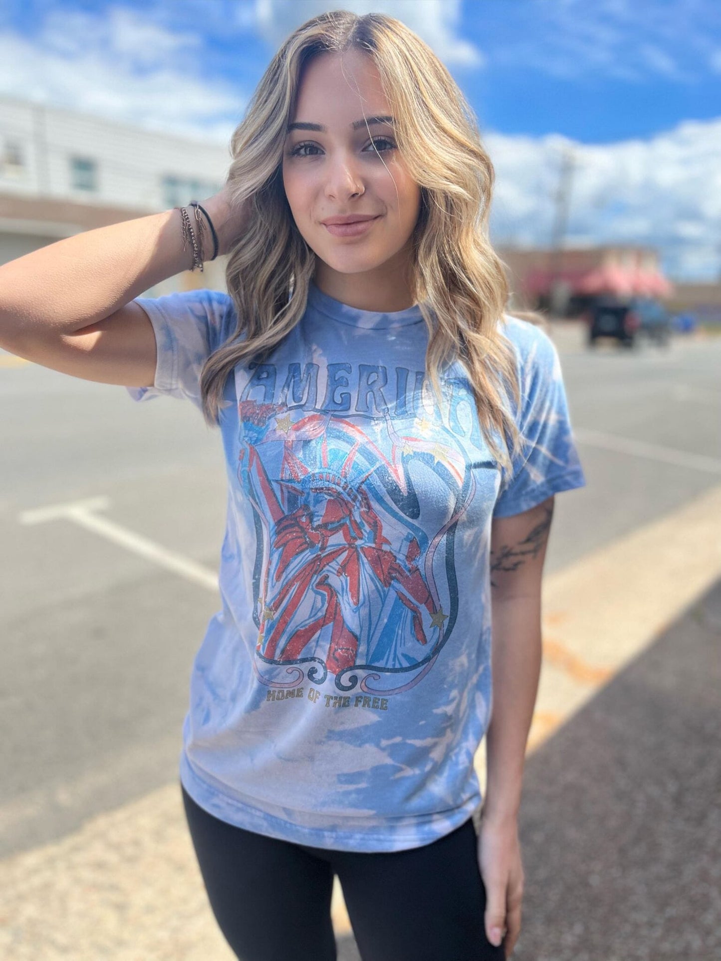 Bleach Dyed Abstract America Tee ask apparel wholesale 