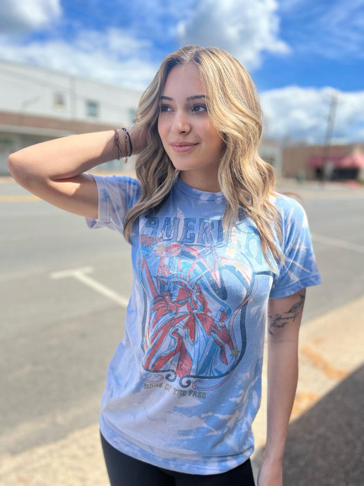 Bleach Dyed Abstract America Tee ask apparel wholesale 