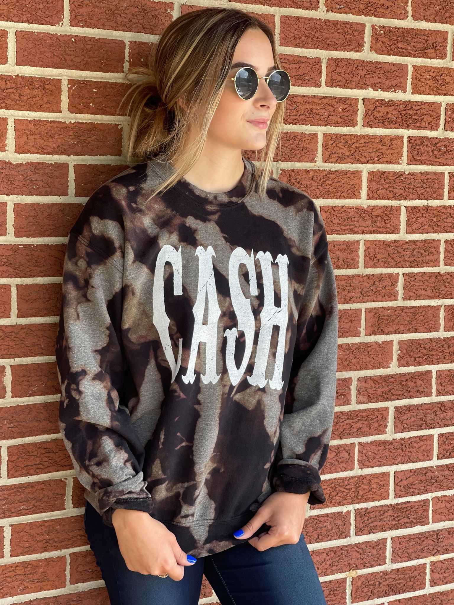 Cash Bleach Dyed Sweatshirt-ask apparel wholesale