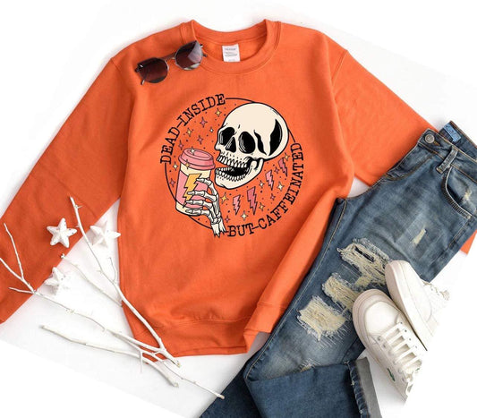 Dead Inside But Caffeinated Sweatshirt-ask apparel wholesale