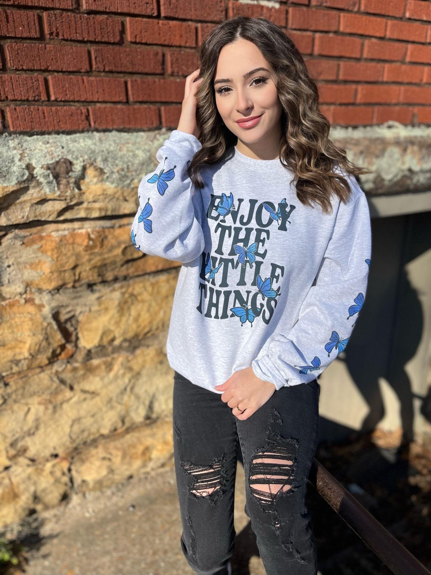 Enjoy The Little Things Sweatshirt-ask apparel wholesale