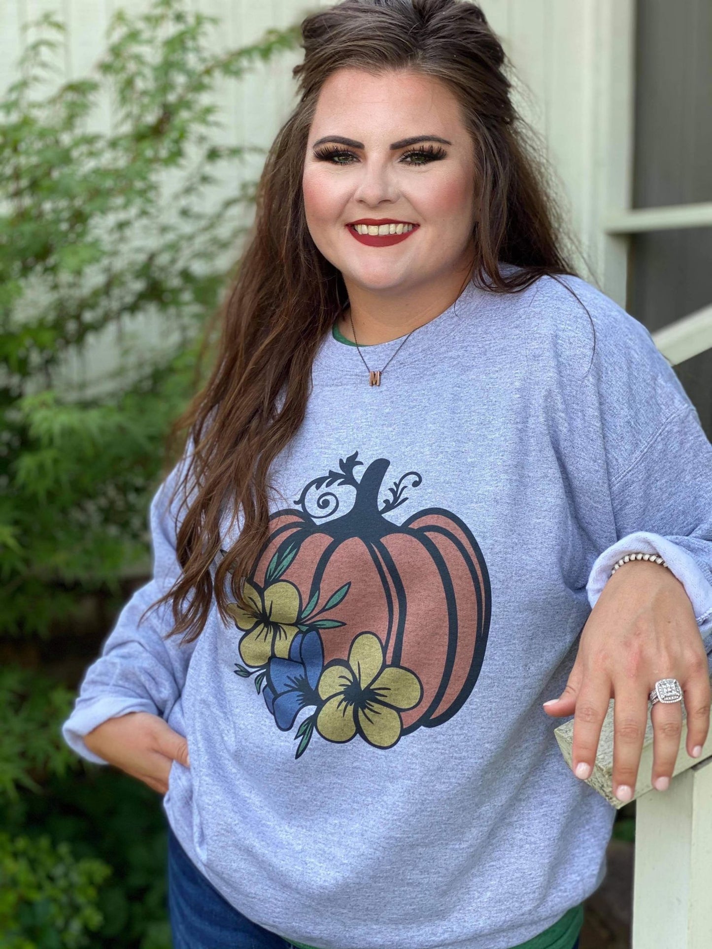 Floral Pumpkin Sweatshirt-ask apparel wholesale