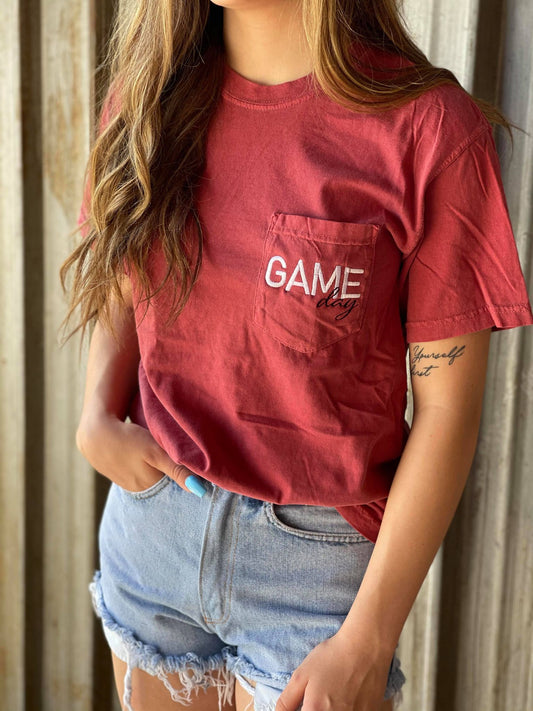 Game Day Pocket Tee-ask apparel wholesale