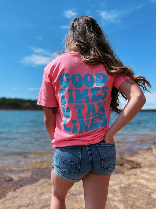 Good Times and Tan Lines V-Neck Tee-ask apparel wholesale