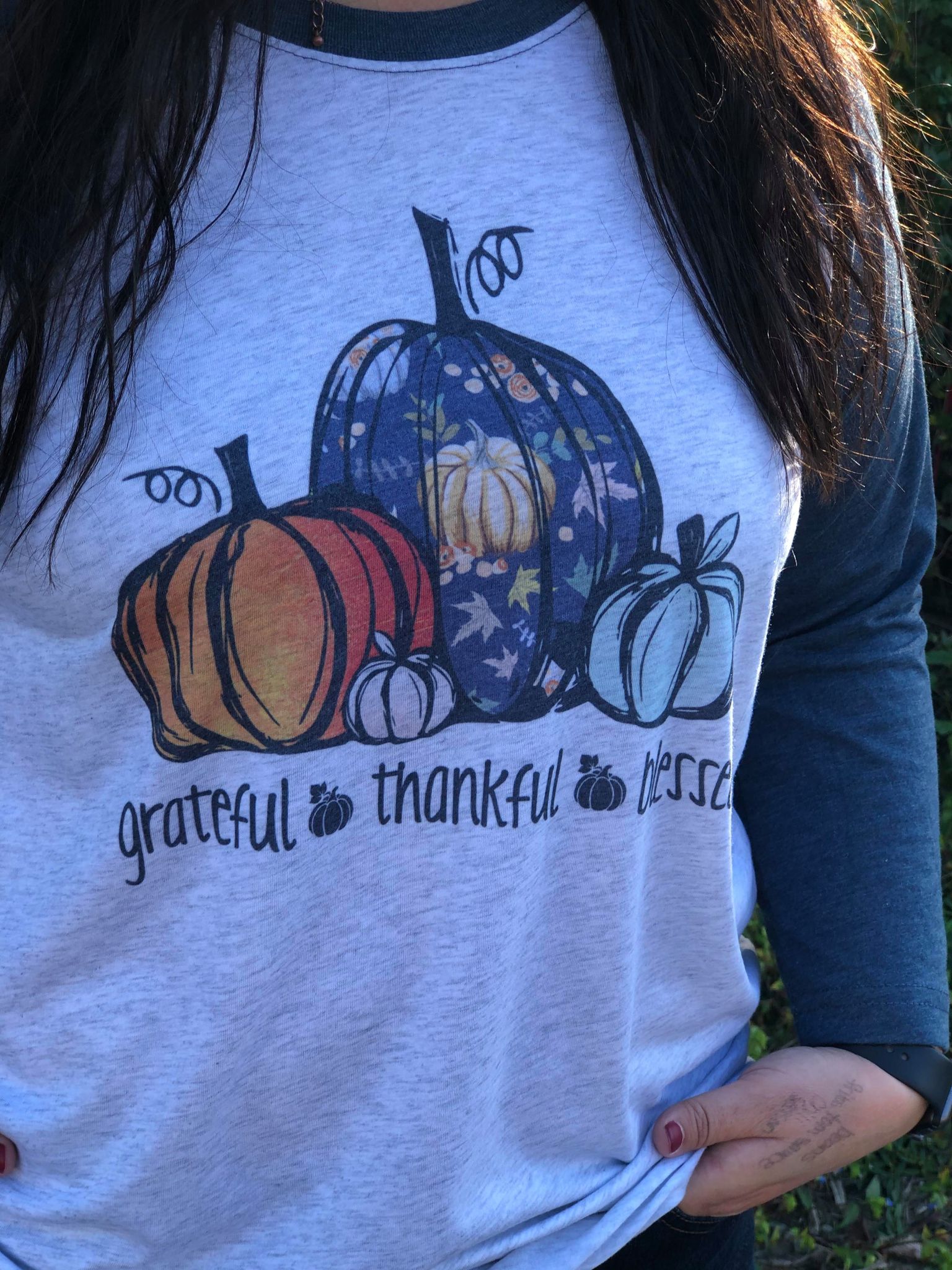 Grateful Thankful Blessed Raglan-ask apparel wholesale