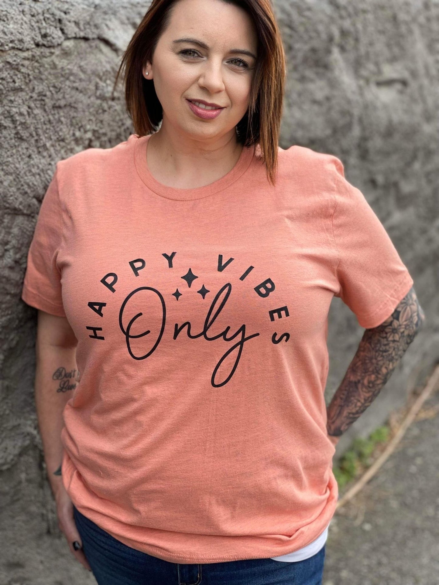 Happy Vibes Only Tee ask apparel wholesale 