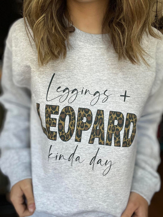 Leggings and Leopard Kinda Day Sweatshirt-ask apparel wholesale
