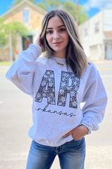 Leopard Daisy State Sweatshirt-ask apparel wholesale