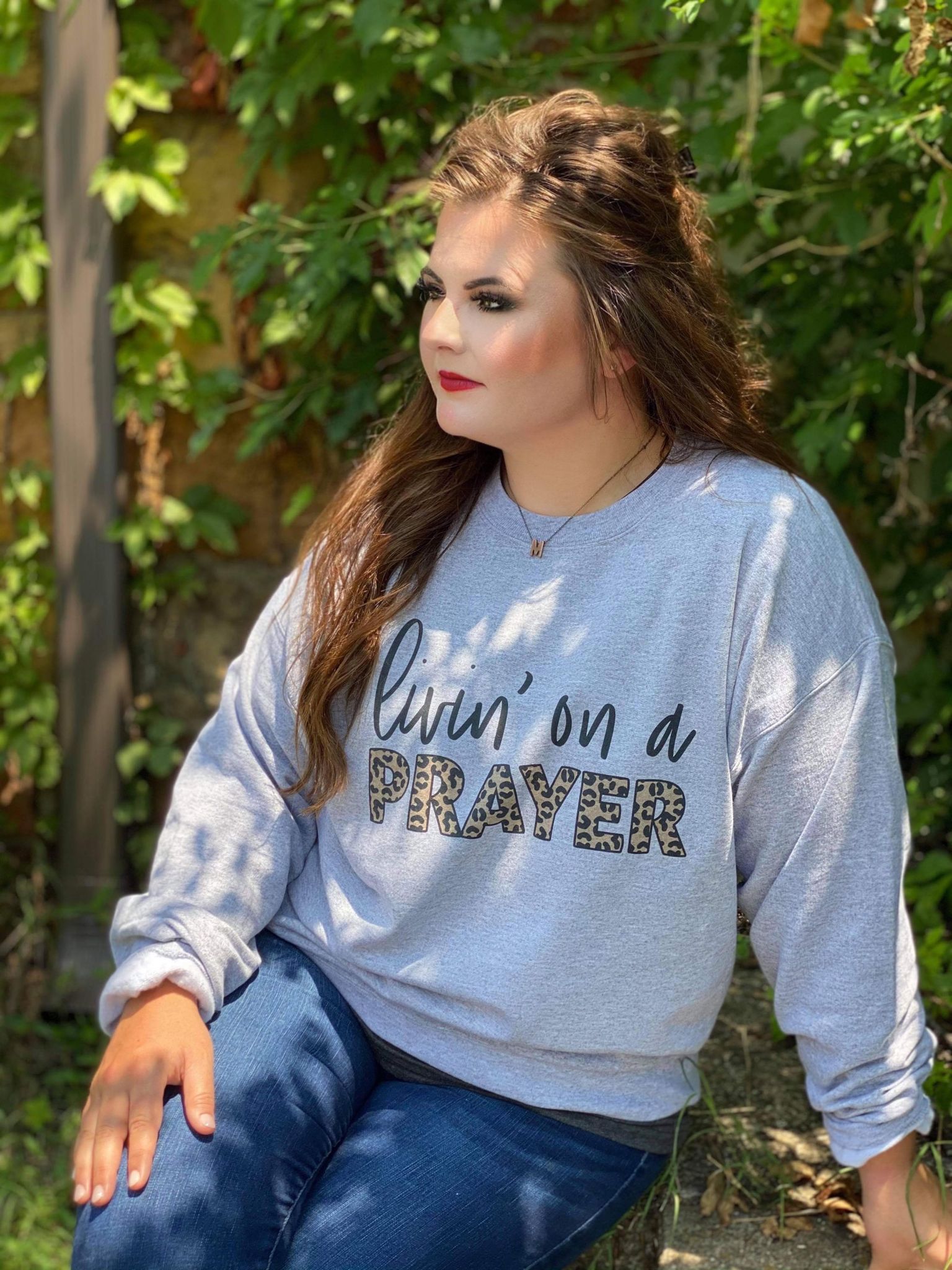 Livin' On A Prayer Leopard Sweatshirt-ask apparel wholesale