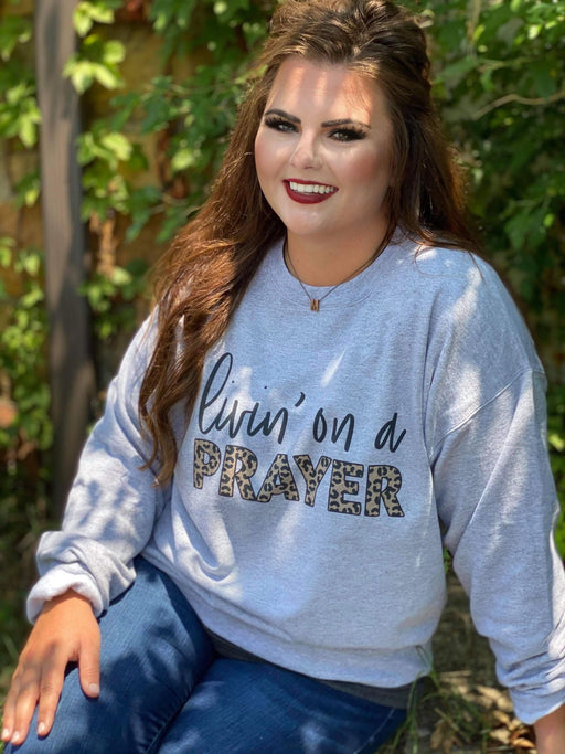 Livin' On A Prayer Leopard Sweatshirt-ask apparel wholesale