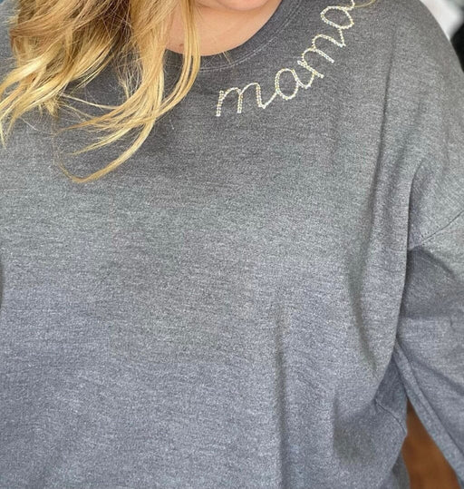 Mama Embroidery Sweatshirt ask apparel wholesale 