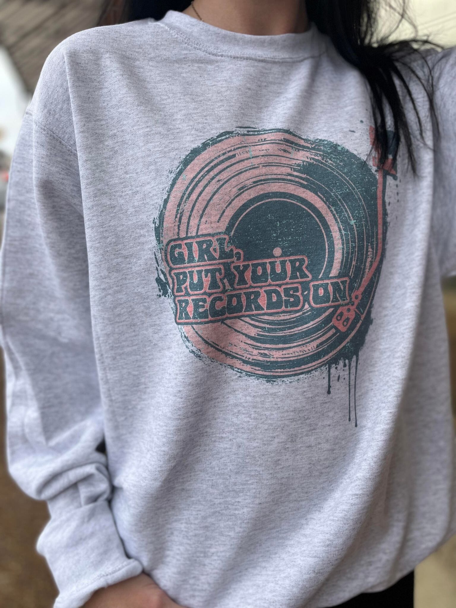 Put Your Records On Sweatshirt-ask apparel wholesale
